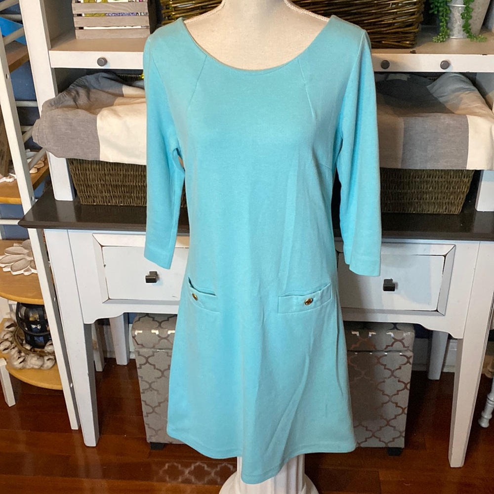 Lilly Pulitzer Aqua Blue Long Sleeve Shift Dress